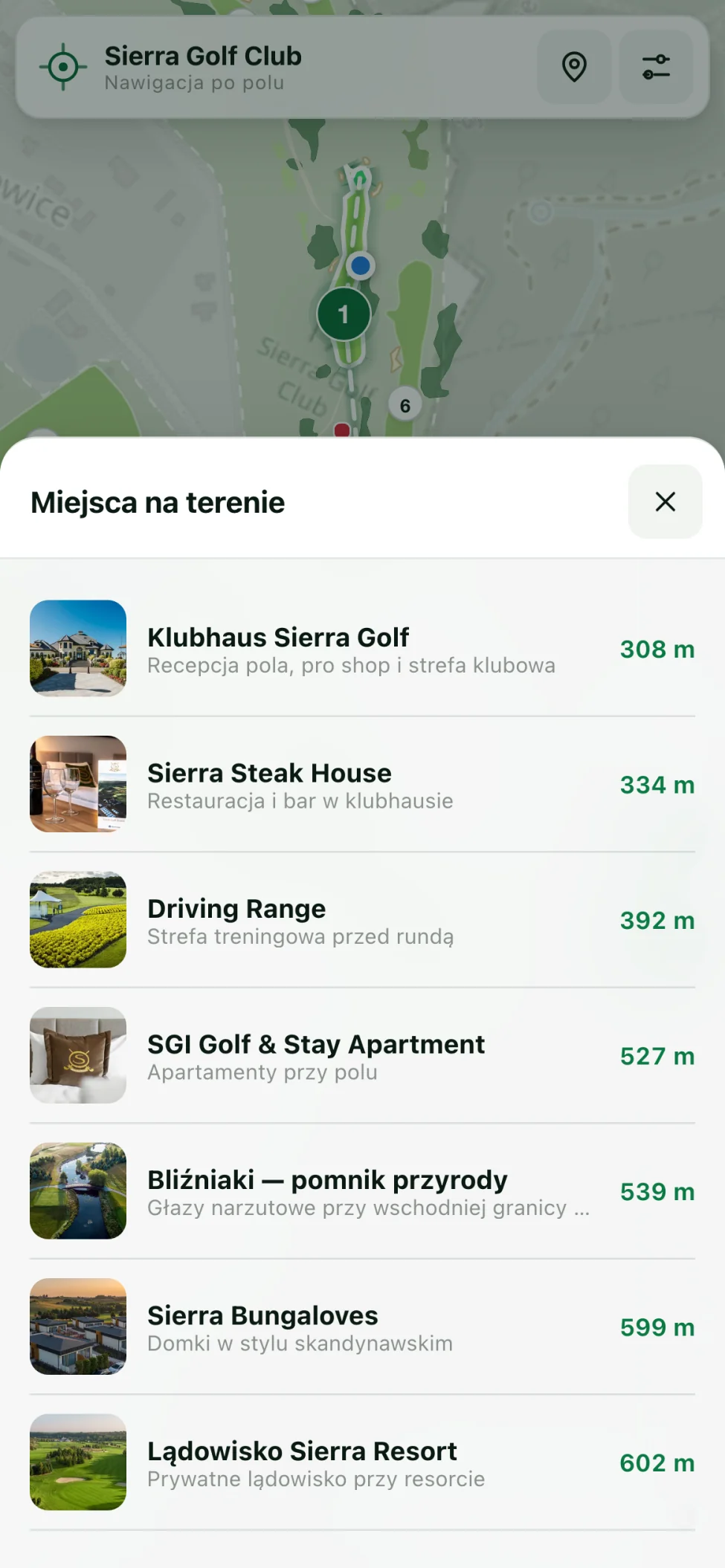 Lista obiektów na terenie resortu