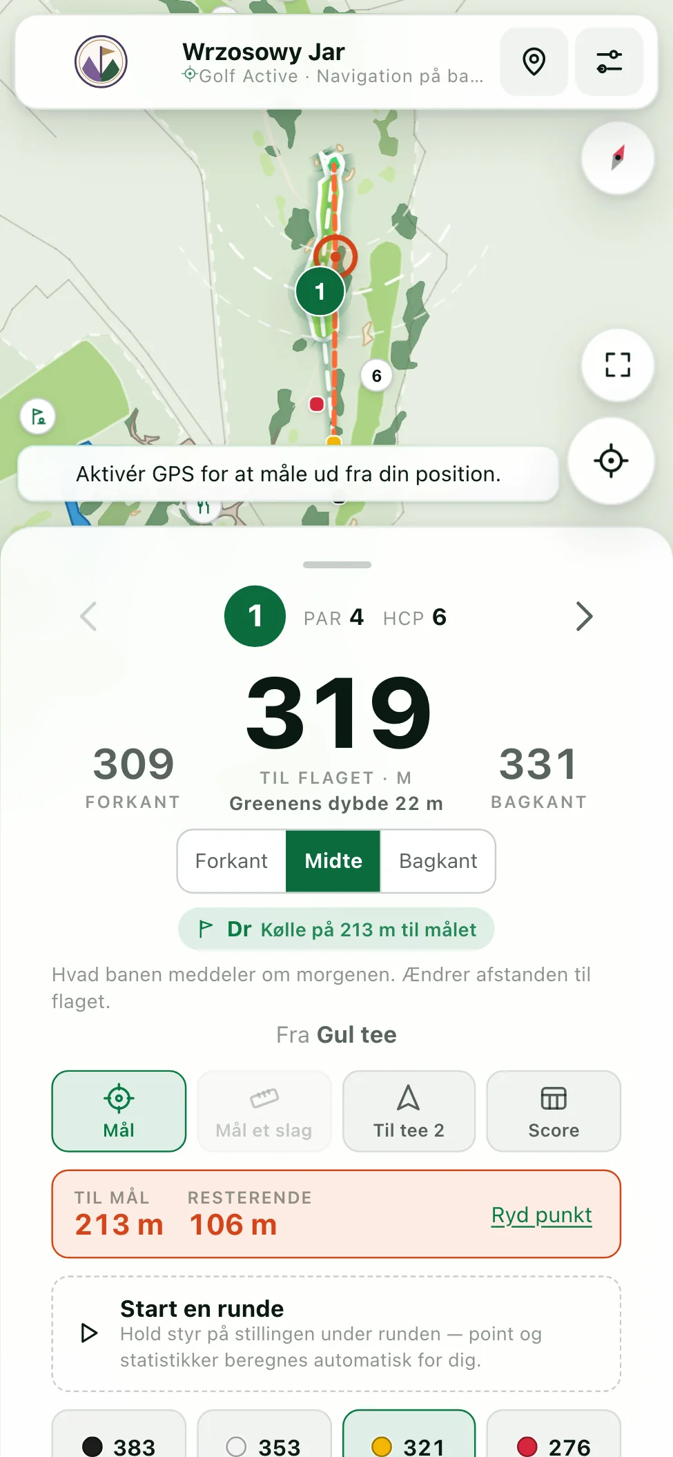 Skærm til slagplanlægning med sigtepunkt