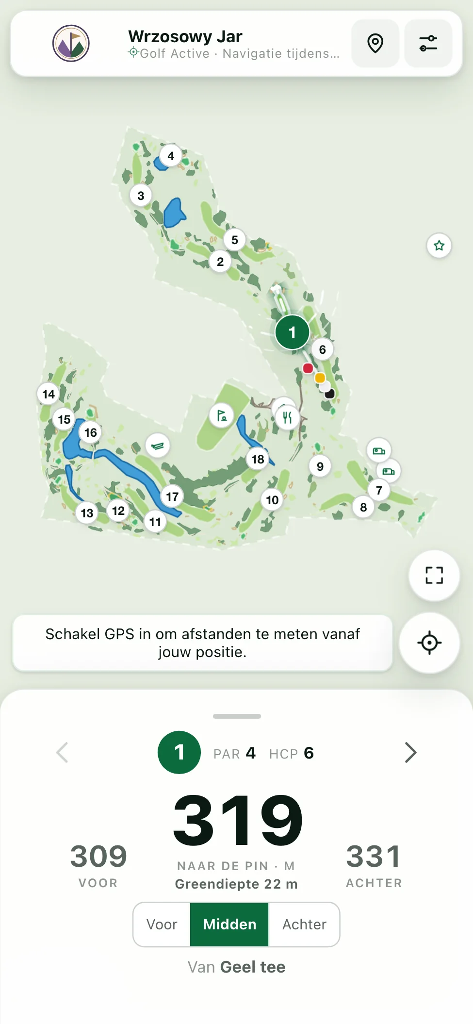 Overzicht van de hele baan met 18 holes