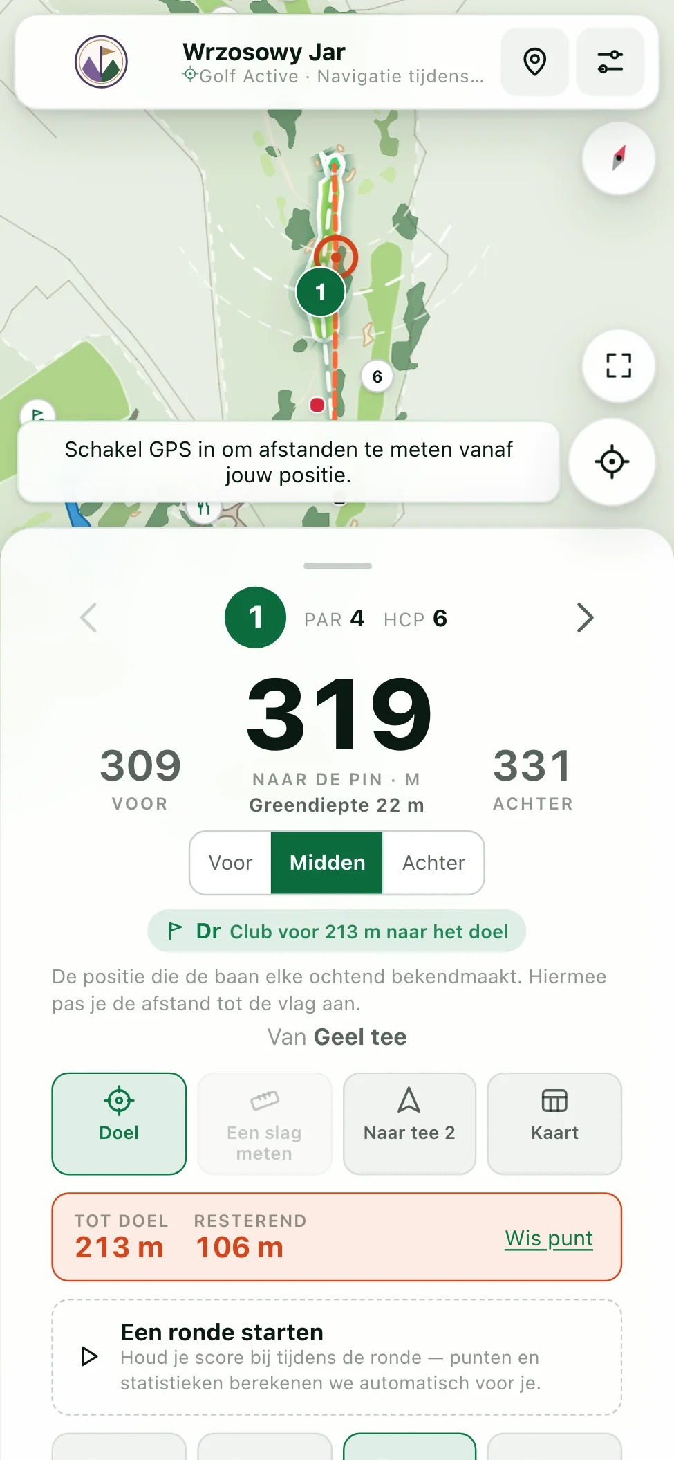Slagplanningscherm met een richtpunt