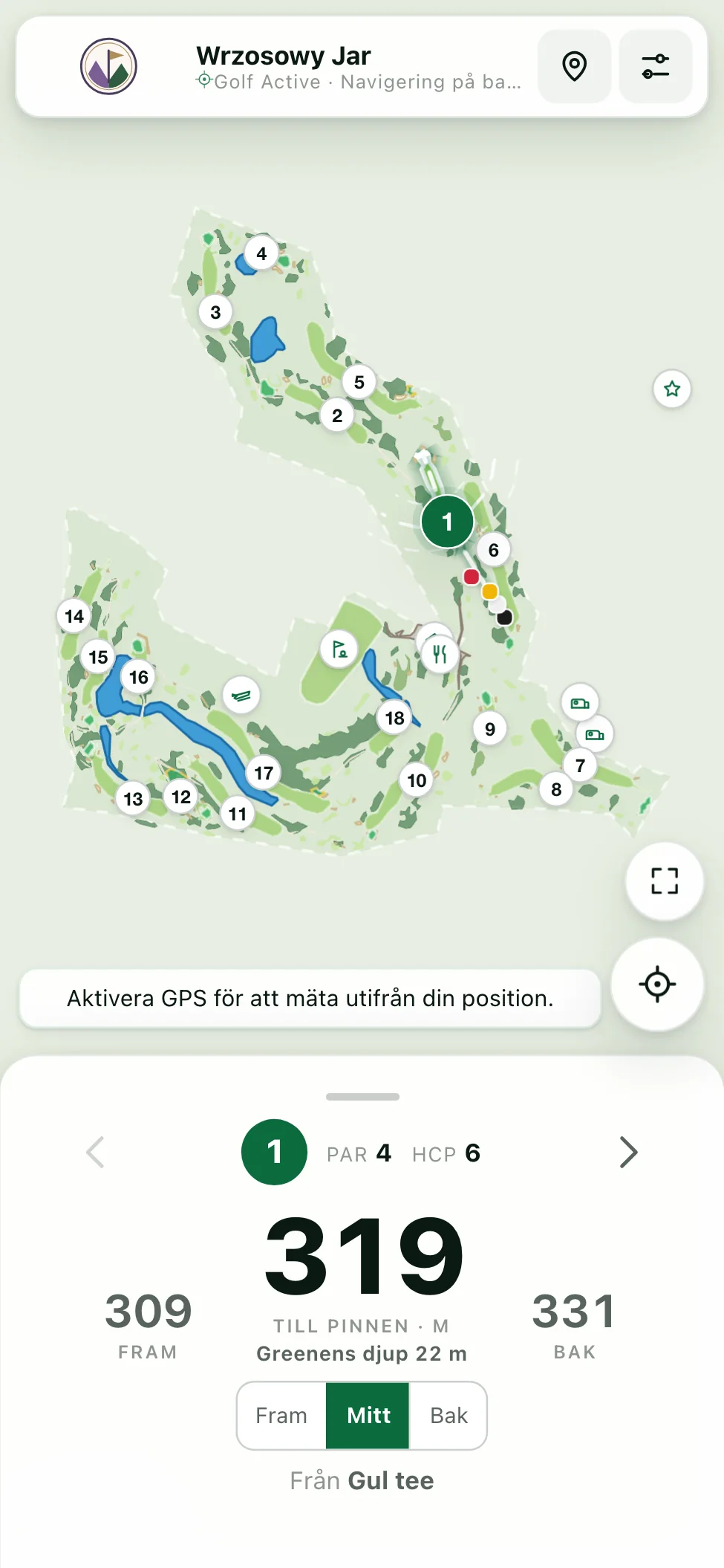 Vy över hela banan med 18 hål